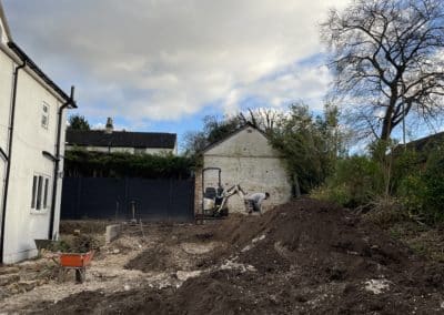 The landscaping required a lot of soil to be moved to create the final levels.