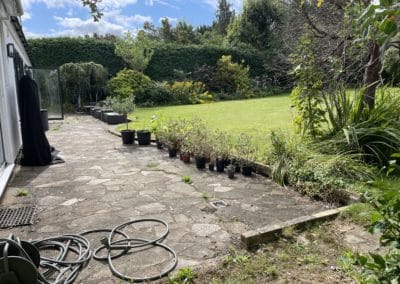 Original garden with an unusable patio